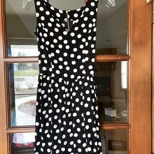 Never worn. Small/petite xhilaration dress. Black and white polka dots